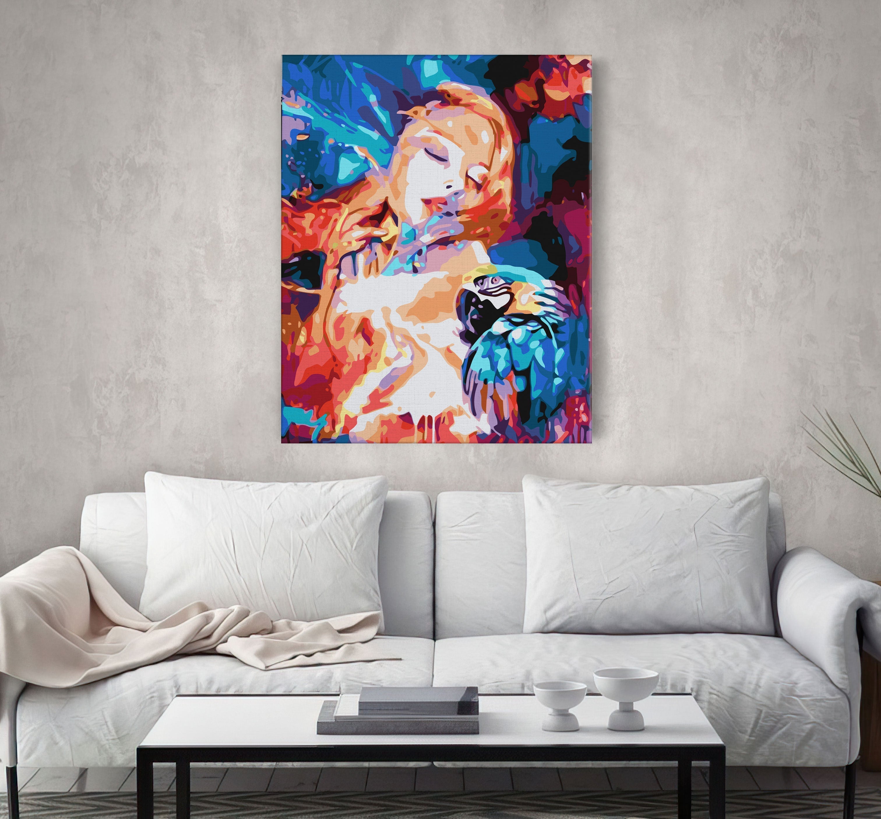 Abstraktné dievča s papagájom (NK0508)