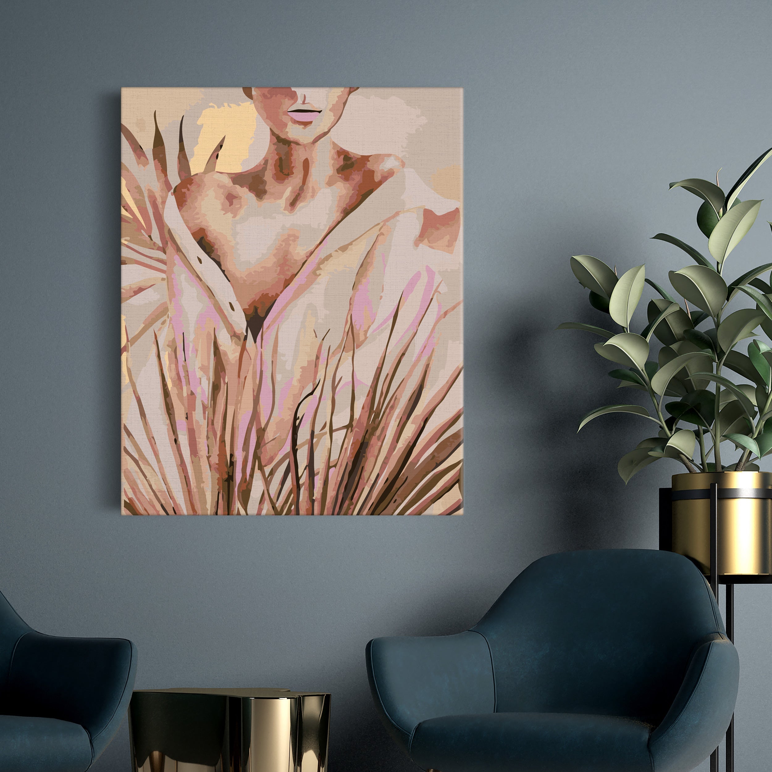 Dievča v tropických listoch