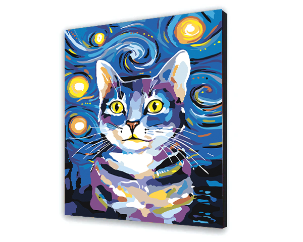 Maľovanie podľa cisel - Mačka Na Modrom