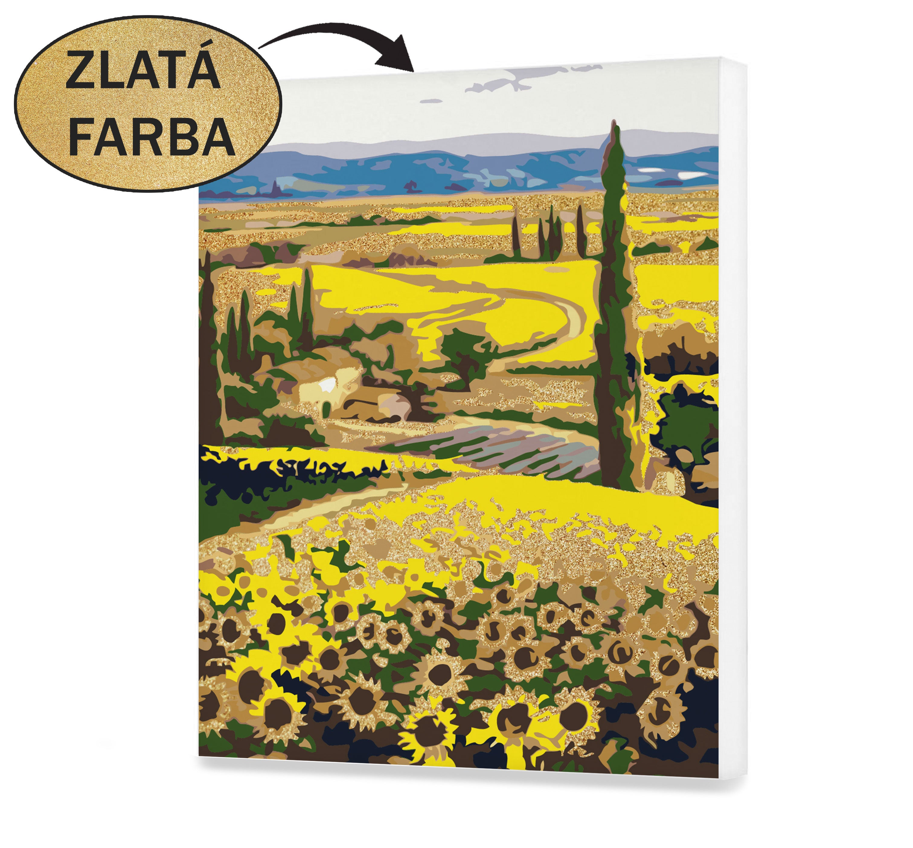 Malovanie podla cisel - Pole zlatých slnečníc