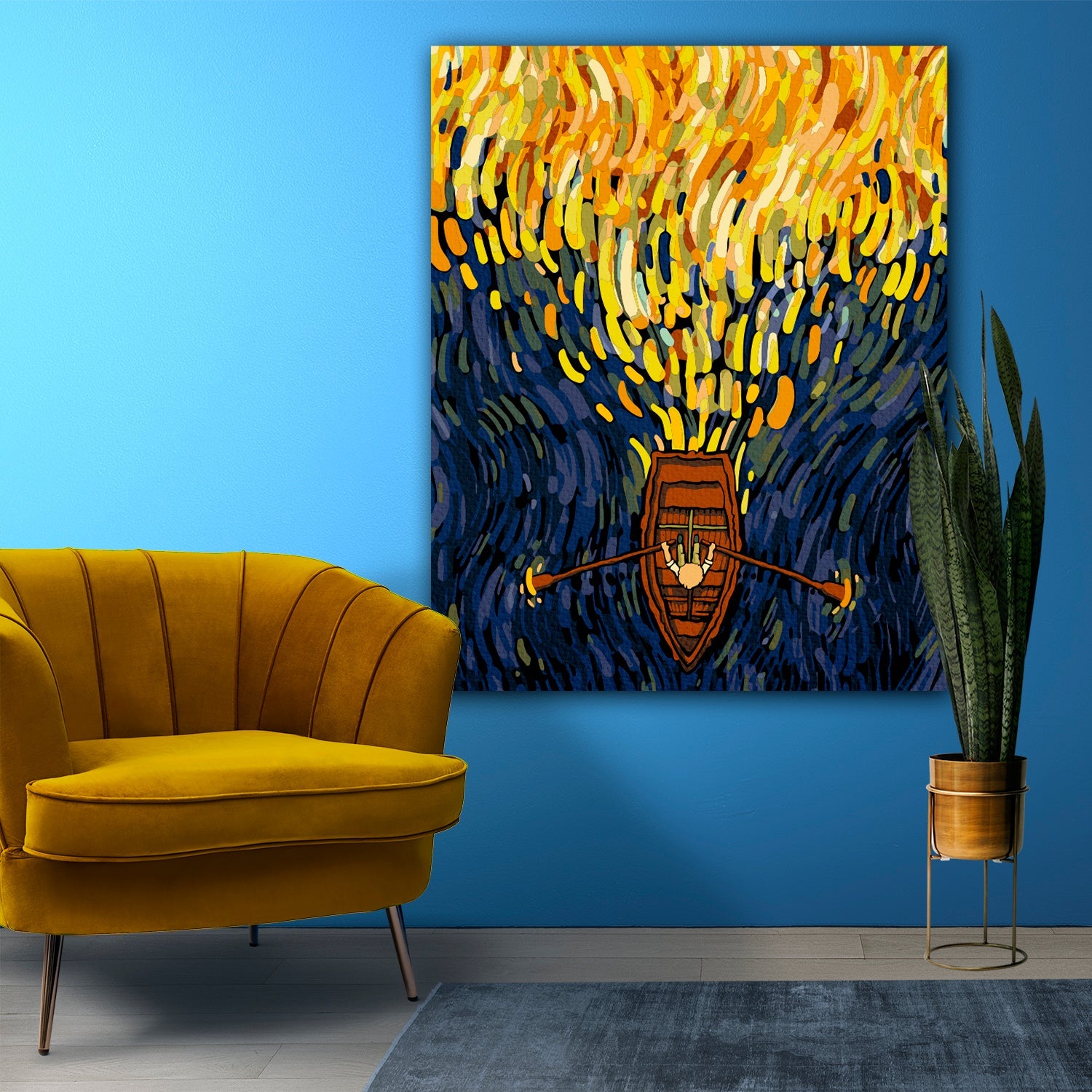 Loď plávajúca na vode. van Gogh