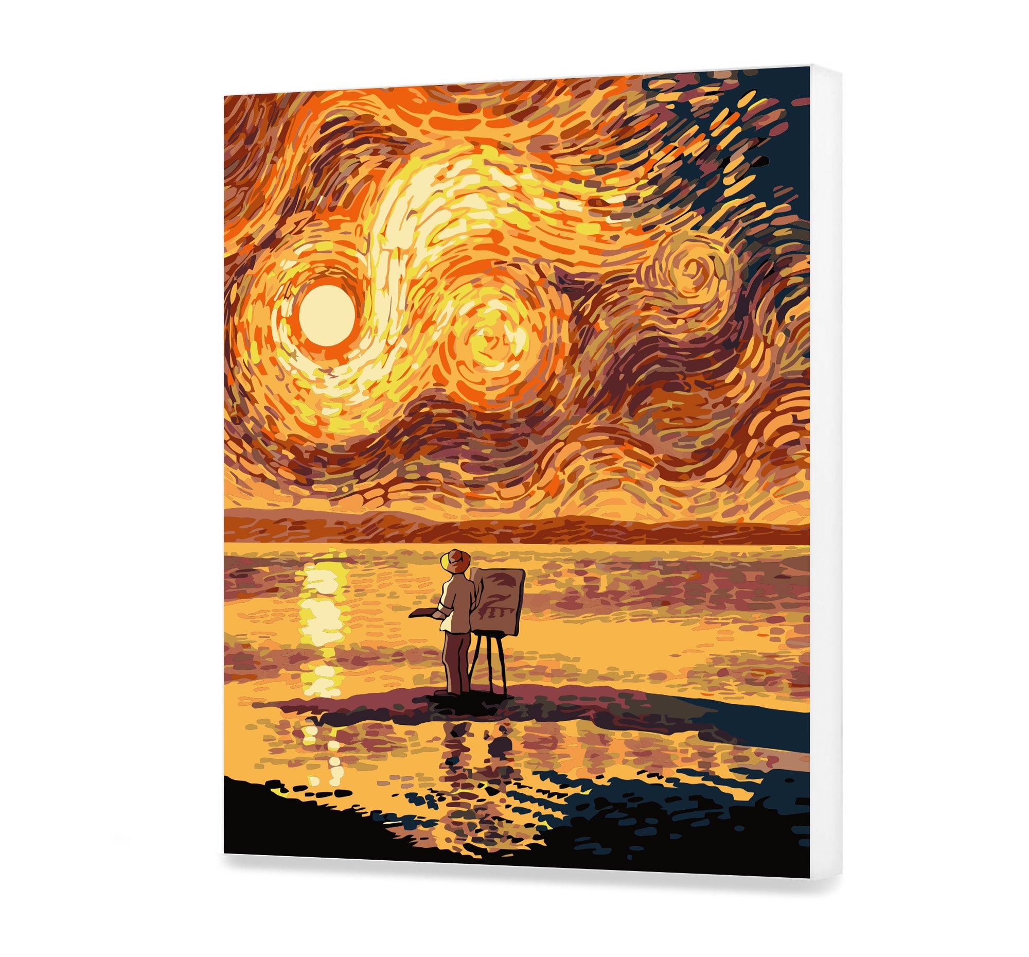 Večerná krajina v štýle Van Gogha