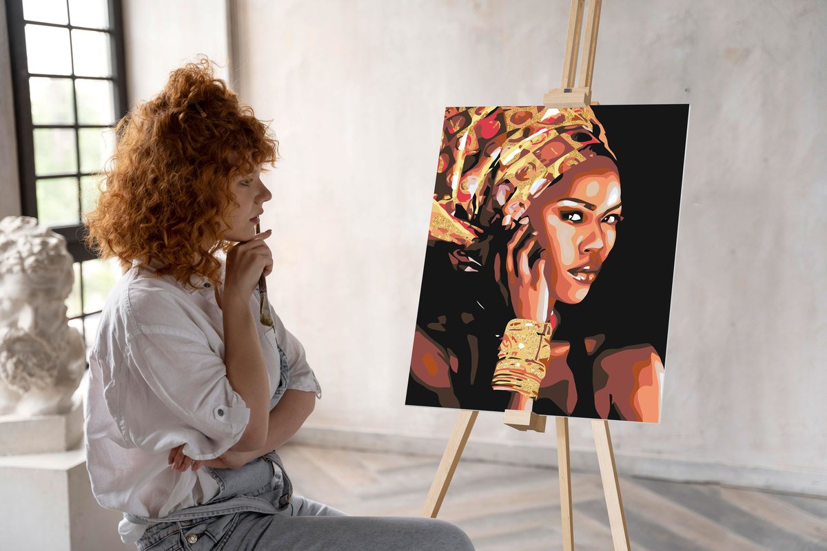 Africká žena so zlatým motívom (SC0592)