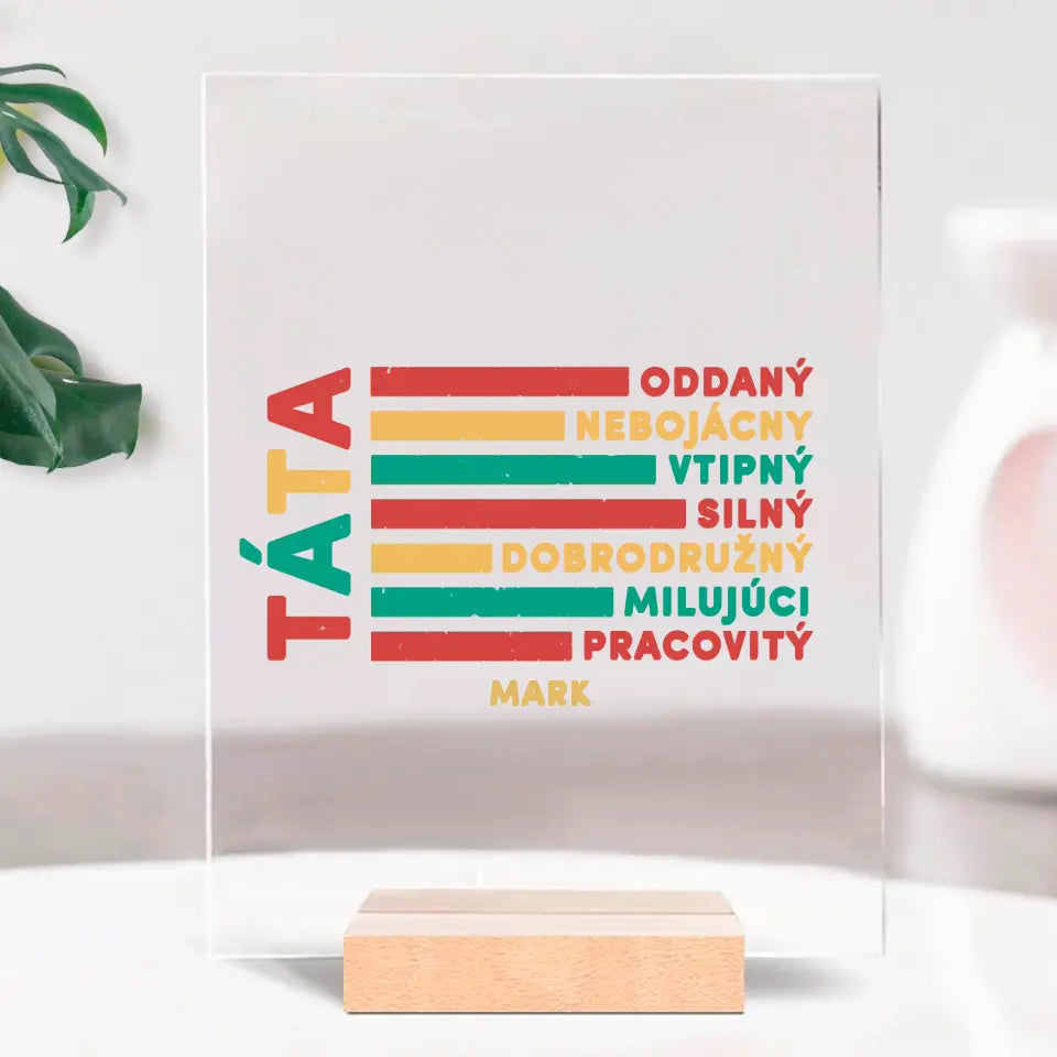 Táta - oddaný, nebojácny, vtipný, silný, dobrodružný
