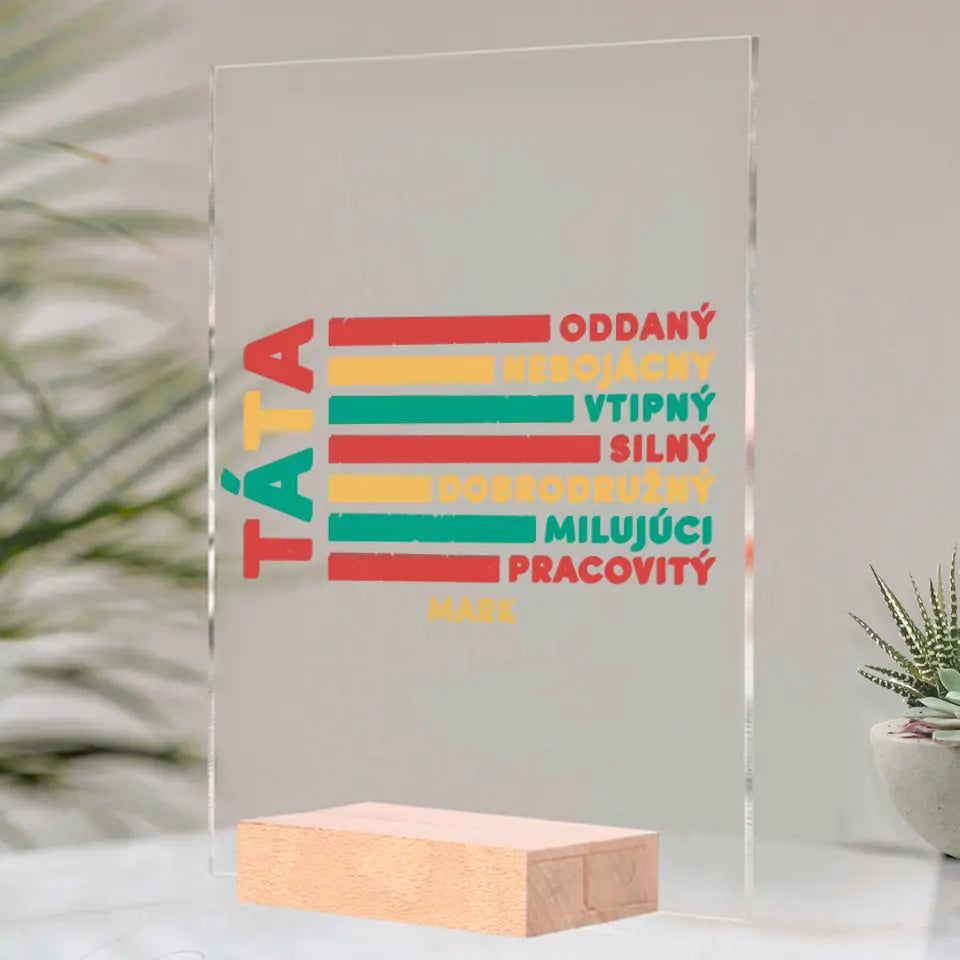 Táta - oddaný, nebojácny, vtipný, silný, dobrodružný