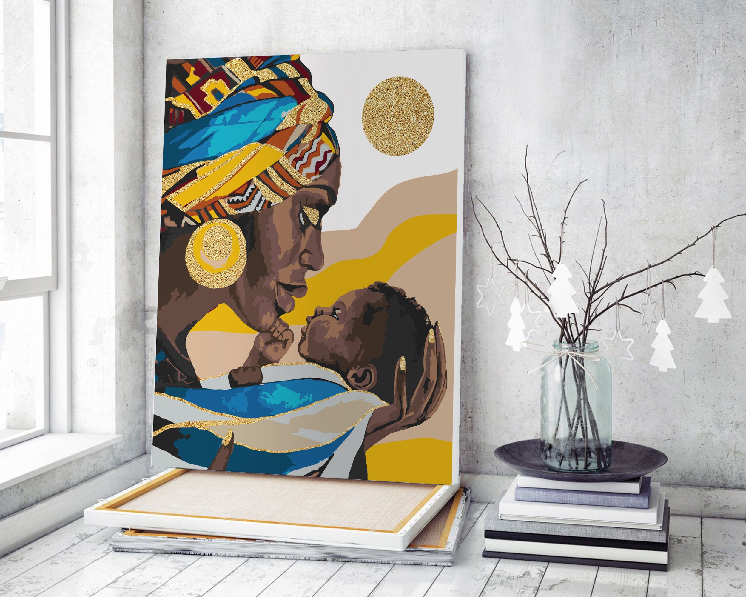 Africká žena s dieťaťom (CH0648)