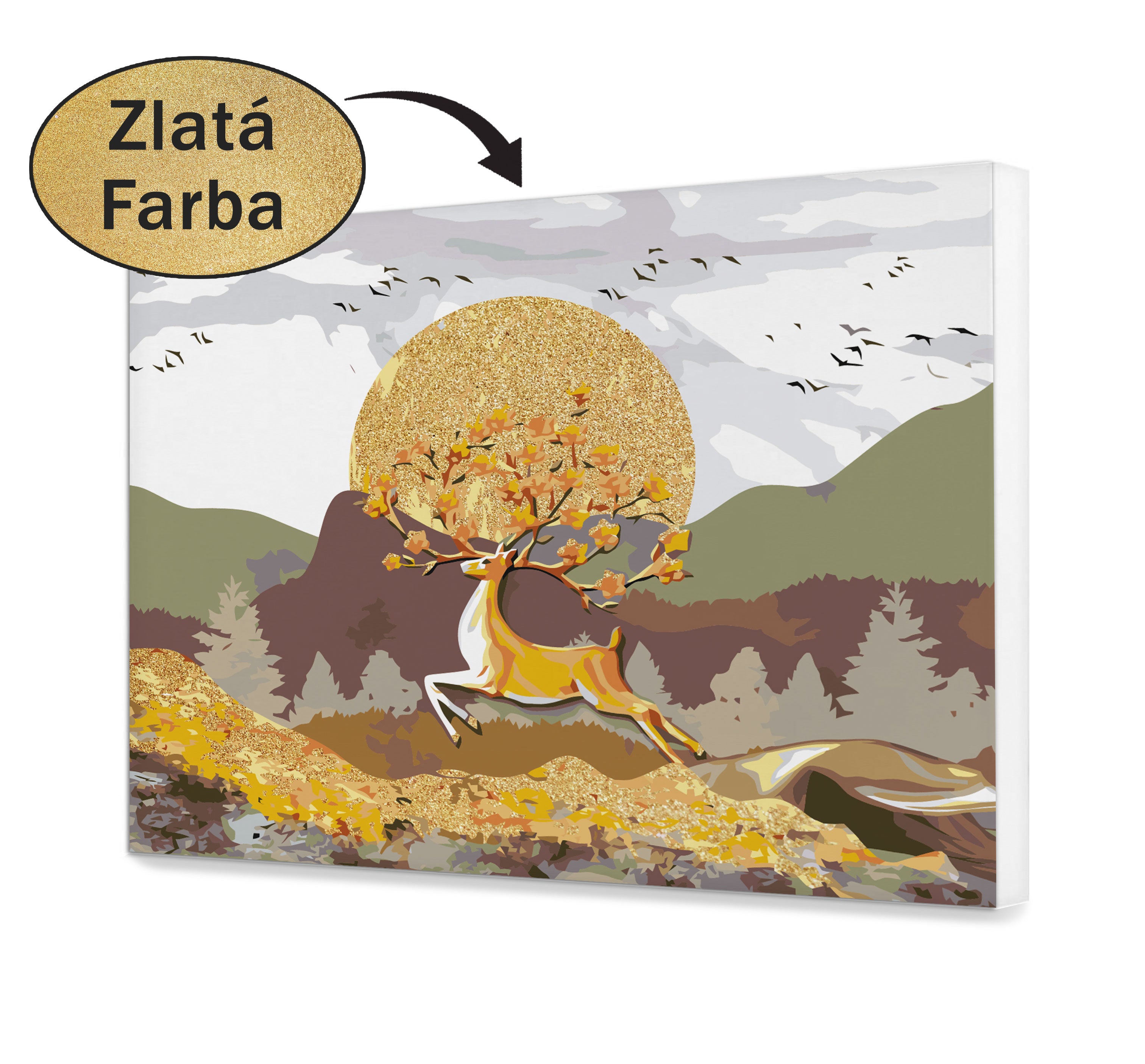 Malovanie podla cisel - Zlatý jeleň v jesennom lese